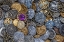 Picture of CLOSE-UP OF VARIETY OF METAL BUTTONS.