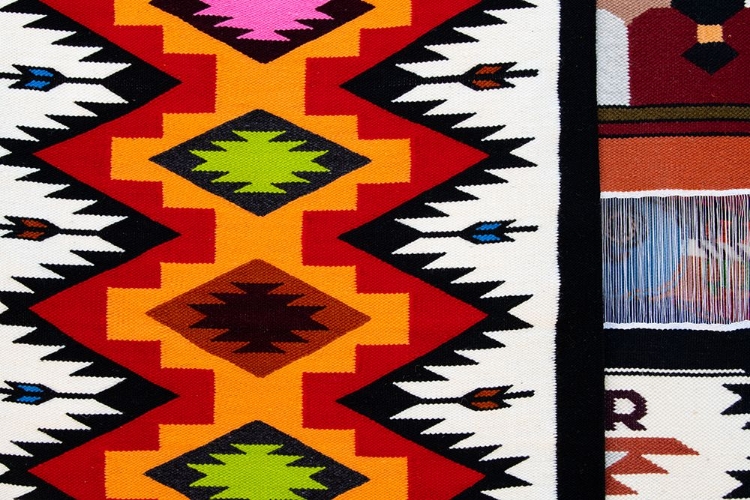 Picture of ECUADOR-QUITO. OTAVALO MARKET. TRADITIONAL ECUADORIAN WOOL BLANKET.