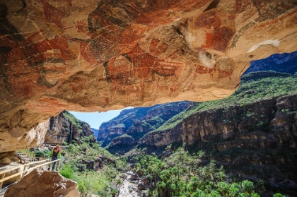 Picture of MEXICO-BAJA CALIFORNIA SUR-SIERRA DE SAN FRANCISCO. ROCK ART PICTOGRAPH IN CUEVA PINTADA.