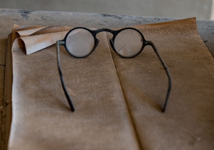 Picture of OLD GLASSES COLLECT DUST IN AN OLD GENERAL STORE-CALIFORNIA-USA.