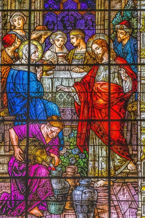 Picture of JESUS CHANGING WATER TO WINE STAINED GLASS GESU CHURCH-MIAMI-FLORIDA.