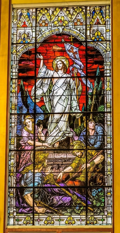 Picture of CHRIST THE VICTOR RESURRECTION STAINED GLASS GESU CHURCH-MIAMI-FLORIDA. GLASS BY FRANZ MAYER.