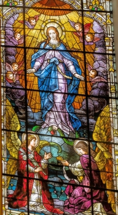 Picture of ASSUMPTION VIRGIN MARY STAINED GLASS GESU CHURCH-MIAMI-FLORIDA. GLASS BY FRANZ MAYER.
