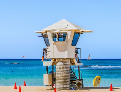 Picture of LIFEGUARD STATION-WAIKIKI BEACH-HONOLULU-OAHU-HAWAII.