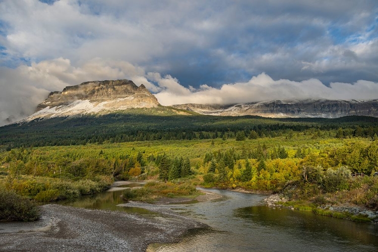 Picture of SINGLESHOT MOUNTAIN WITH FRESH SNOWFALL OVER THE ST. MARY RIVER IN GLACIER NATIONAL PARK-MONTANA.