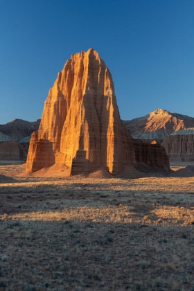 Picture of USA-UTAH. SUNRISE ON TEMPLE OF THE SUN-CATHEDRAL VALLEY-CAPITOL REEF NATIONAL PARK