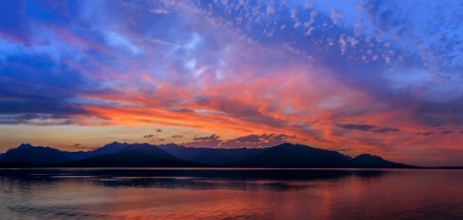 Picture of USA-WASHINGTON-SEABECK. SUNSET PANORAMIC OF HOOD CANAL AND OLYMPIC MOUNTAINS.