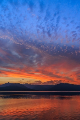Picture of USA-WASHINGTON. SUNSET LANDSCAPE OF HOOD CANAL AND OLYMPIC MOUNTAINS.