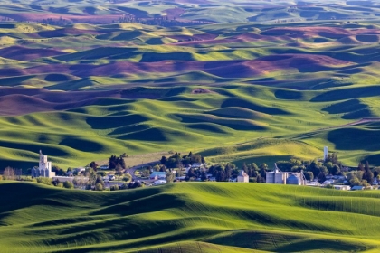 Picture of SMALL TOWN OF STEPTOE FROM STEPTOE BUTTE NEAR COLFAX-WASHINGTON STATE-USA
