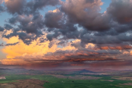 Picture of STORMY CLOUDS AT SUNSET OVER ROLLING HILLS FROM STEPTOE BUTTE NEAR COLFAX-WASHINGTON STATE-USA
