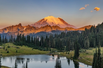 Picture of SUNRISE OVER TIPSOO LAKE IN MOUNT RAINIER NATIONAL PARK-WASHINGTON STATE-USA