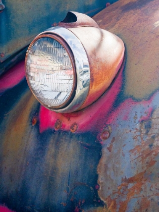 Picture of CLOSE-UP DETAIL OF AN OLD GENERAL MOTORS TRUCK IN A HISTORIC GHOST TOWN.