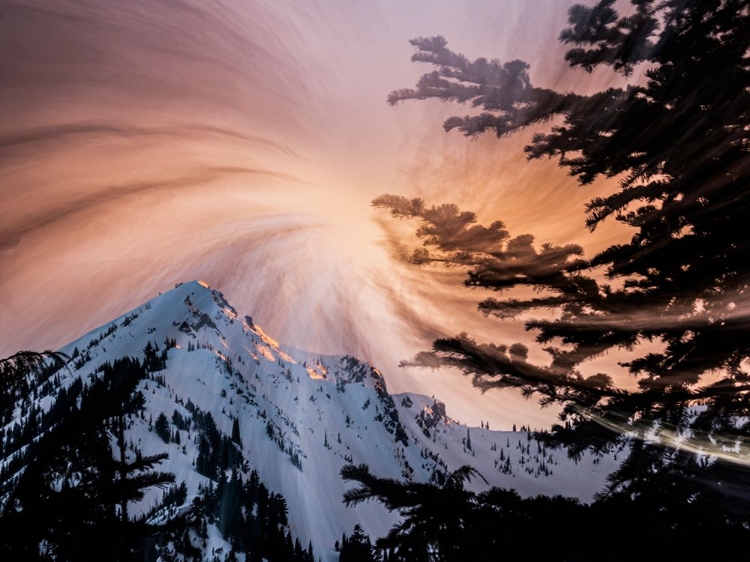 Picture of USA-WASHINGTON STATE. CRYSTAL MOUNTAIN SKI RESORT AT SUNSET.