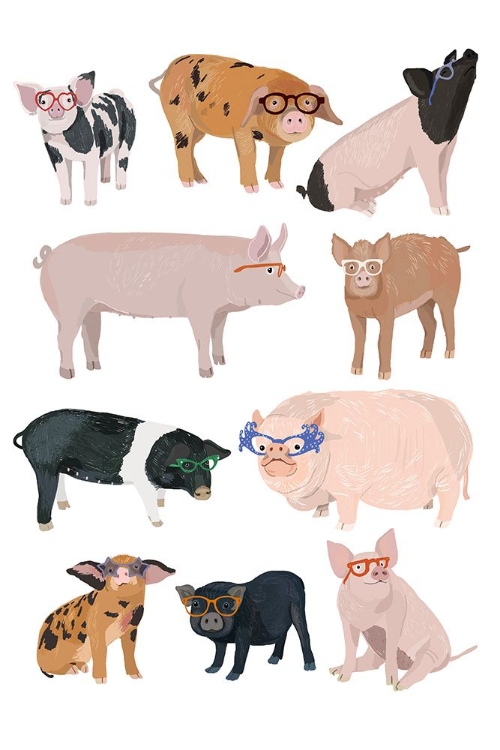 Picture of PIGS IN GLASSES
