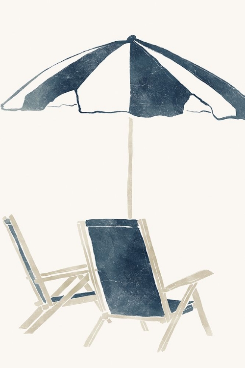 Picture of BLUE UMBRELLA AND CHAIRS