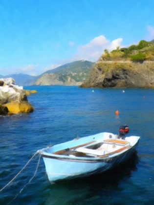 Picture of BLUE ROW BOAT ON ITALIAN RIVIERA