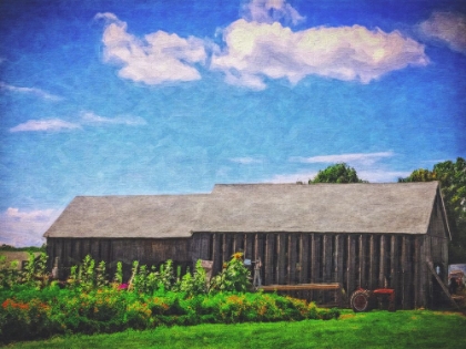 Picture of ELLINGTON BARN WITH FLOWERS