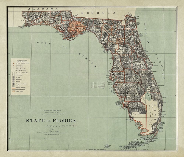 Picture of STATE OF FLORIDA MAP 1882