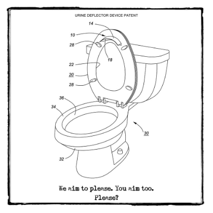Picture of WE AIM TO PLEASE BATHROOM PATENT