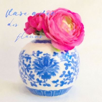 Picture of CHINA BLEU SERIES VASE WITH FLOWERS