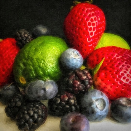 Picture of STILL LIFE STRAWBERRIES LIMES BLUEBERRIES