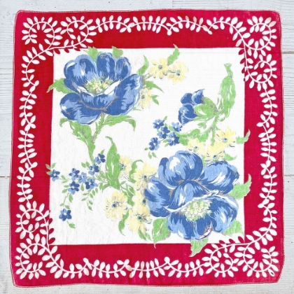 Picture of HANDKERCHIEF RED FLORAL ON WOOD