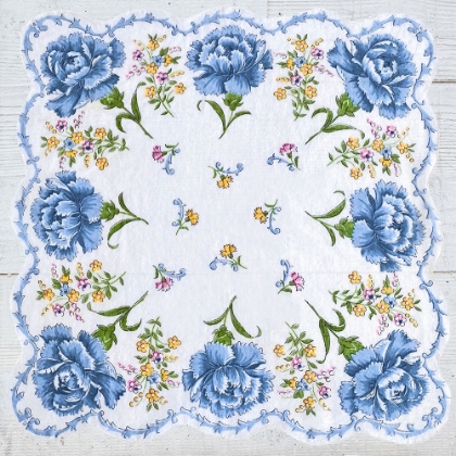 Picture of HANDKERCHIEF BLUE FLORAL ON WOOD
