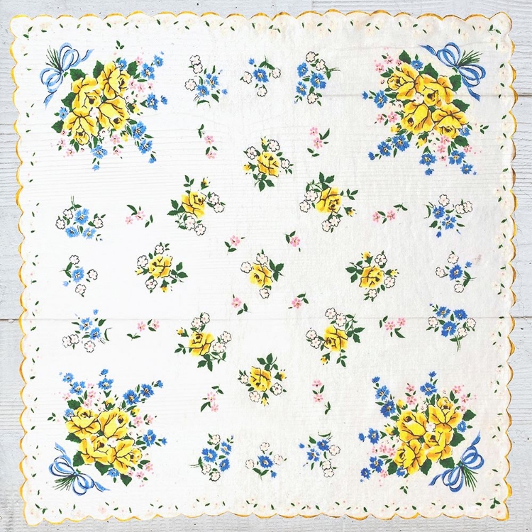 Picture of HANDKERCHIEF YELLOW FLORAL ON WOOD