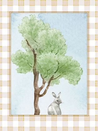 Picture of BUNNY WATERCOLOR ON BEIGE GINGHAM
