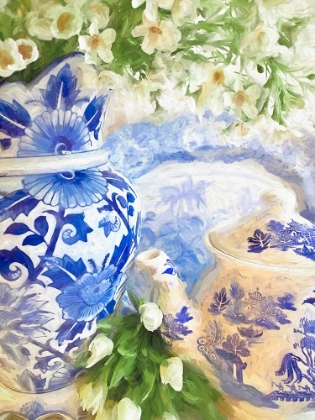 Picture of BLUE CHINAWARE WITH FLOWERS