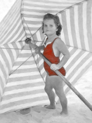 Picture of GIRL WITH STRIPED UMBRELLA RED 1954 TF
