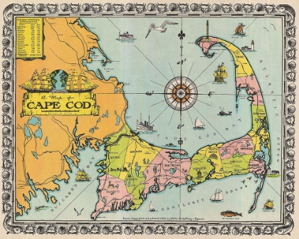Picture of 1932 WALTER M. GAFFNEY MAP OF CAPE COD