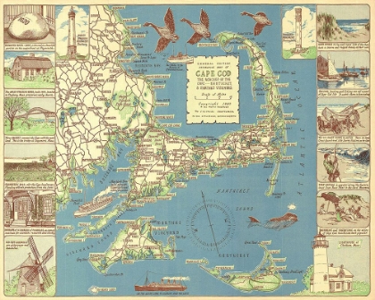 Picture of 1940 COLONIAL CRAFTSMAN DECORATIVE MAP OF CAPE COD