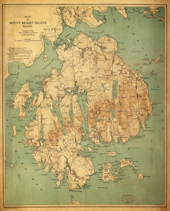 Picture of MAP OF MOUNT DESERT ISLAND MAINE
