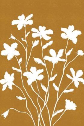 Picture of WHITE FLOWERS ON TAN