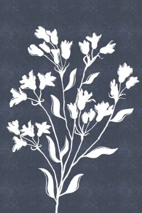 Picture of WHITE FLOWERS ON BLUE