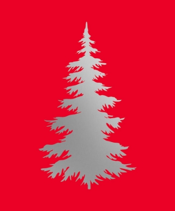 Picture of SILVER TREE ON RED