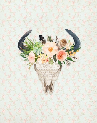 Picture of BULL SKULL ON FLORAL