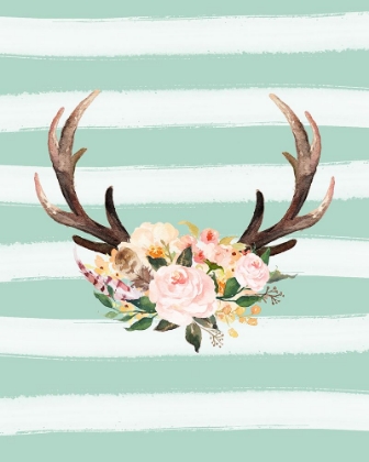 Picture of ANTLERS ON STRIPES TURQUOISE