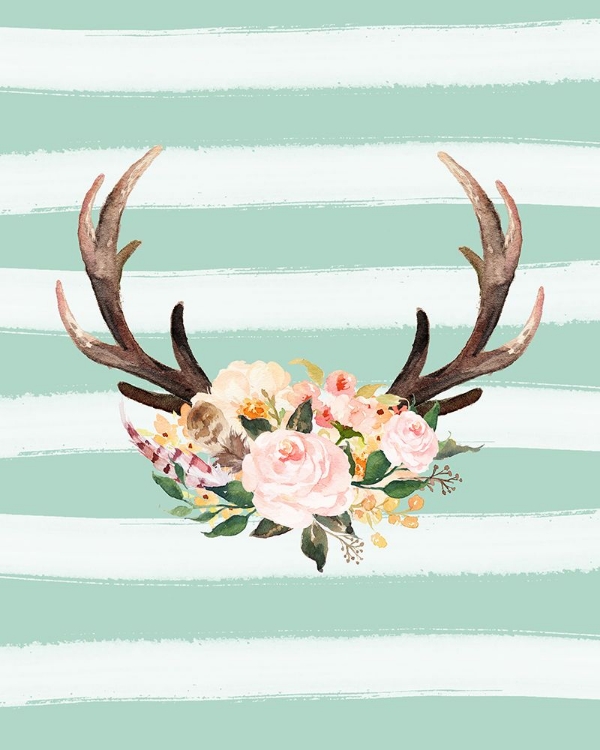 Picture of ANTLERS ON STRIPES TURQUOISE