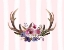 Picture of ANTLERS FLOWERS PINK STRIPES