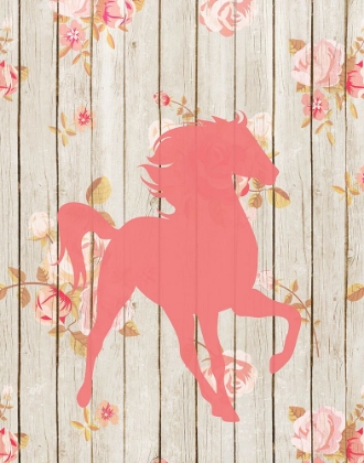 Picture of PINK HORSE FLORAL WOOD