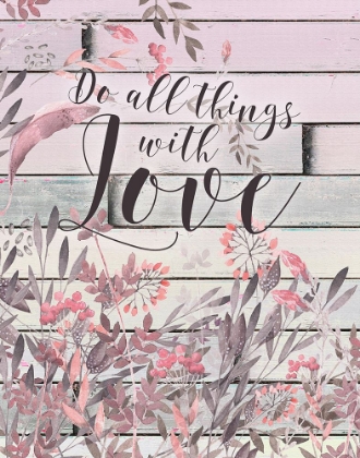 Picture of LOVE FLORAL WATERCOLOR WOOD