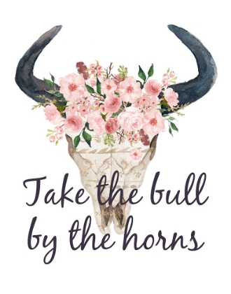 Picture of PINK FLORAL BULL SKULL