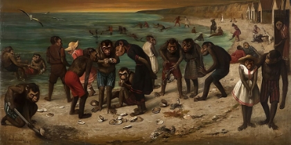 Picture of ANTHROPOMORPHIZED MONKEYS ON THE BEACH