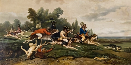 Picture of MONKEYS RIDING DOGS IN PURSUIT OF A CAT