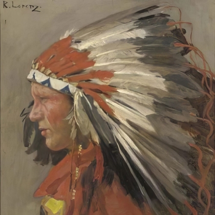 Picture of PROFILE OF AN INDIAN CHIEF WITH HEAD DRESS