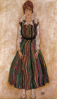 Picture of EDITH SCHIELER IN STRIPED DRESS 1915