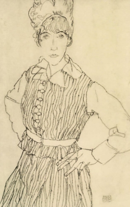 Picture of PORTRAIT OF ARTISTS WIFE WITH HANDS ON HIPS 1915