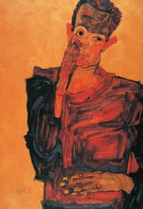Picture of SELF-PORTRAIT WITH HAND TO CHEEK 1910